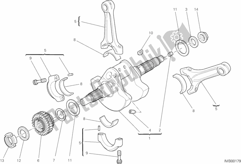 All parts for the Crankshaft of the Ducati Multistrada 1200 S Touring D-air 2014